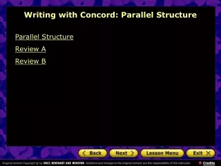 Writing with Concord: Parallel Structure