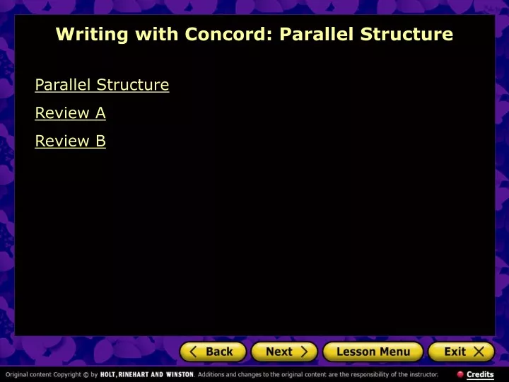 writing with concord parallel structure