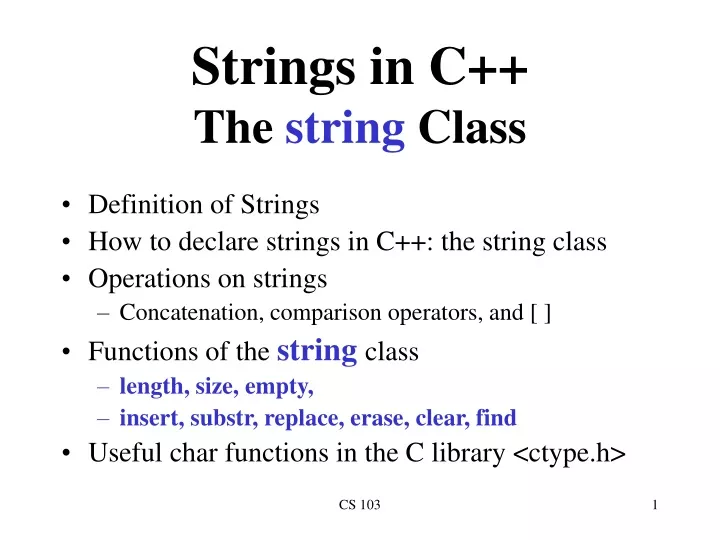 strings in c the string class