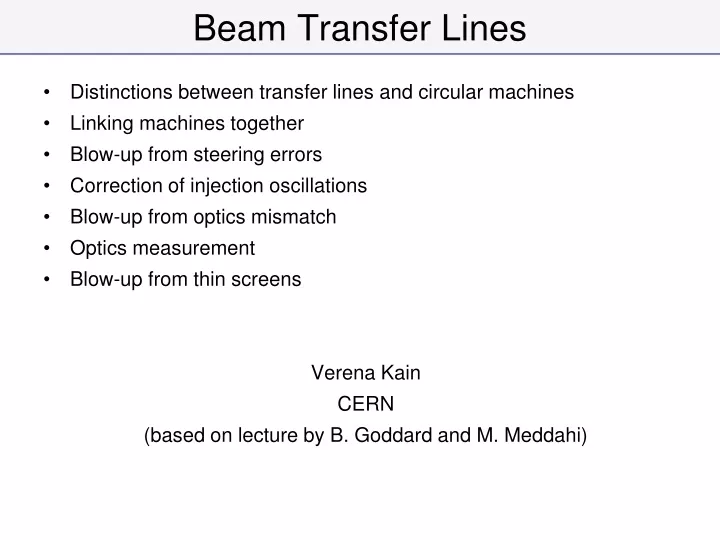 beam transfer lines