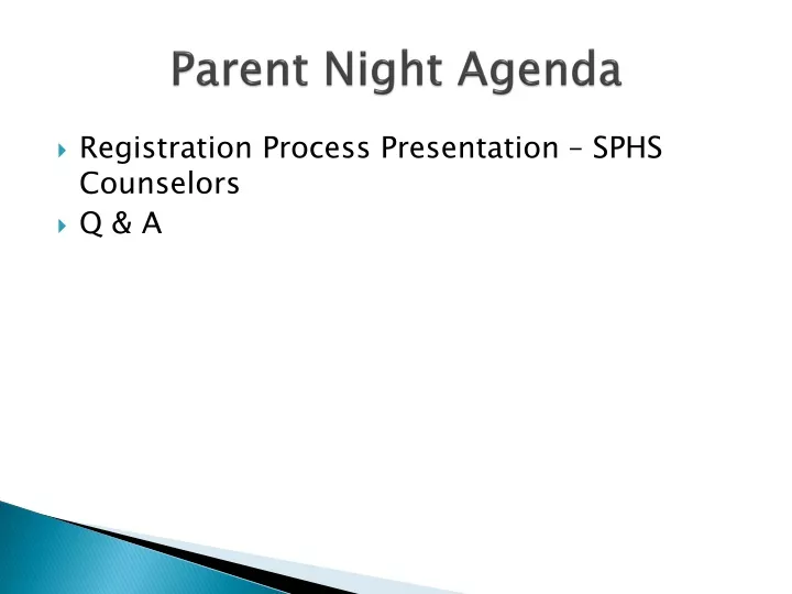 parent night agenda