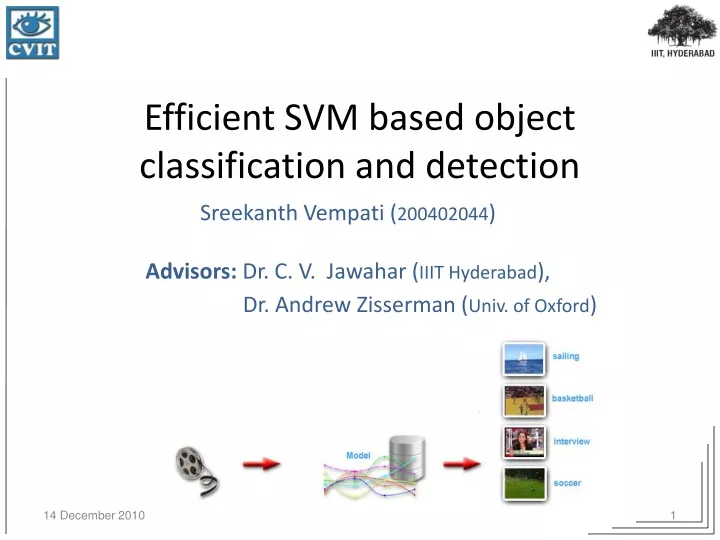 efficient svm based object classification