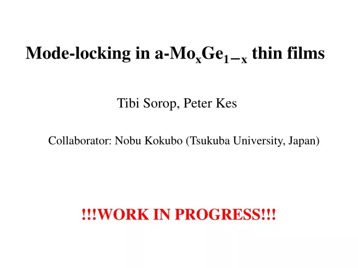 mode locking in a mo x ge 1 x thin films