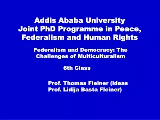 Addis Ababa University  Joint PhD Programme in Peace, Federalism and Human Rights
