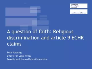 A question of faith: Religious discrimination and article 9 ECHR claims