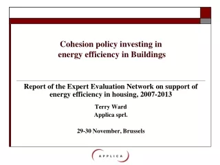 Cohesion policy investing in  energy efficiency in Buildings