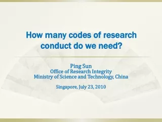 How many codes of research conduct do we need?