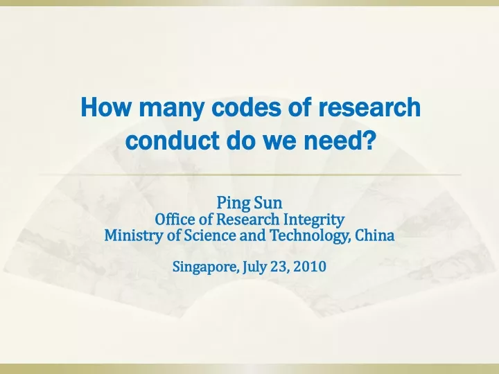how many codes of research conduct do we need