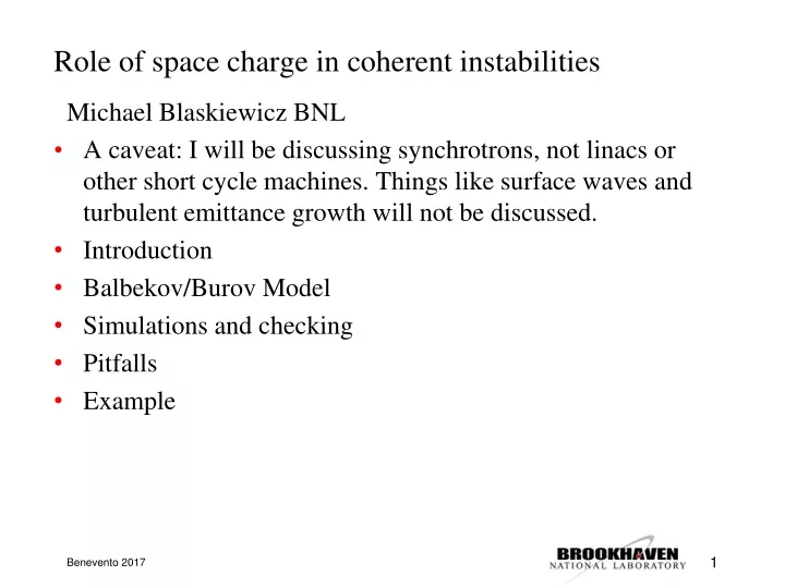 role of space charge in coherent instabilities
