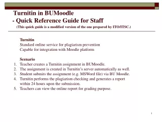 I. Using Turnitin in BU Moodle  –  Teacher