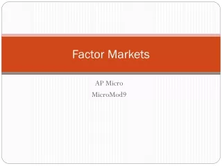 Factor Markets