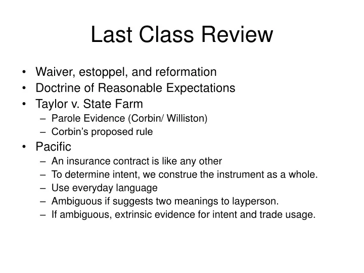 last class review