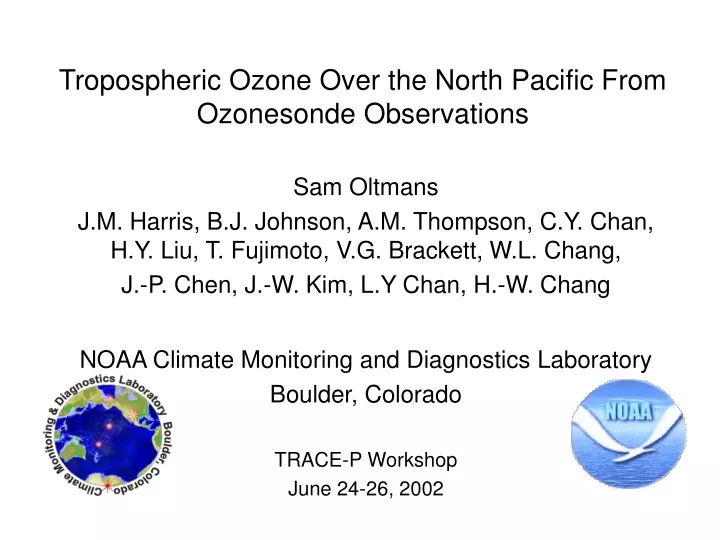 tropospheric ozone over the north pacific from ozonesonde observations