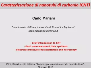 Caratterizzazione di nanotubi di carbonio (CNT)