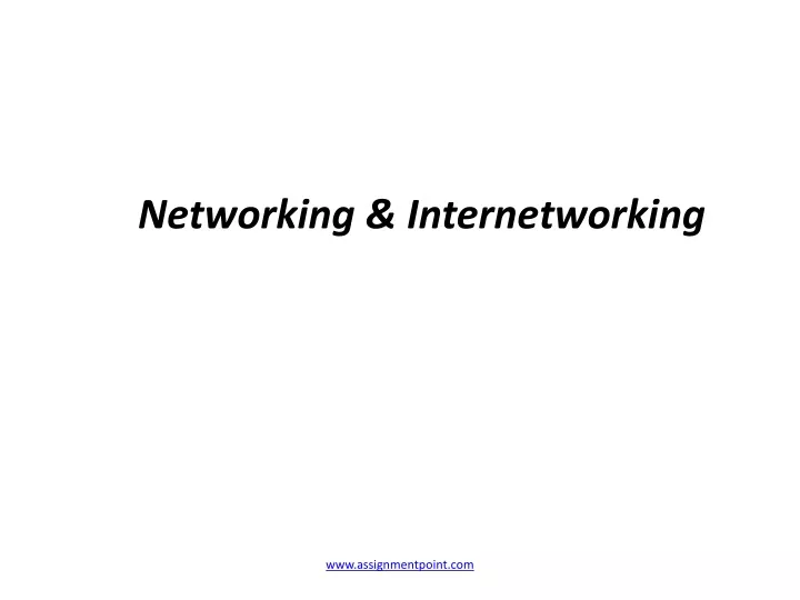 networking internetworking