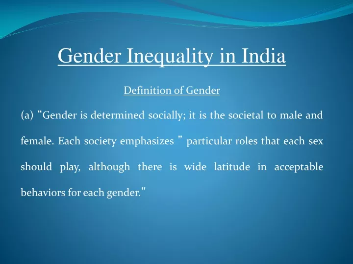 gender inequality in india definition of gender