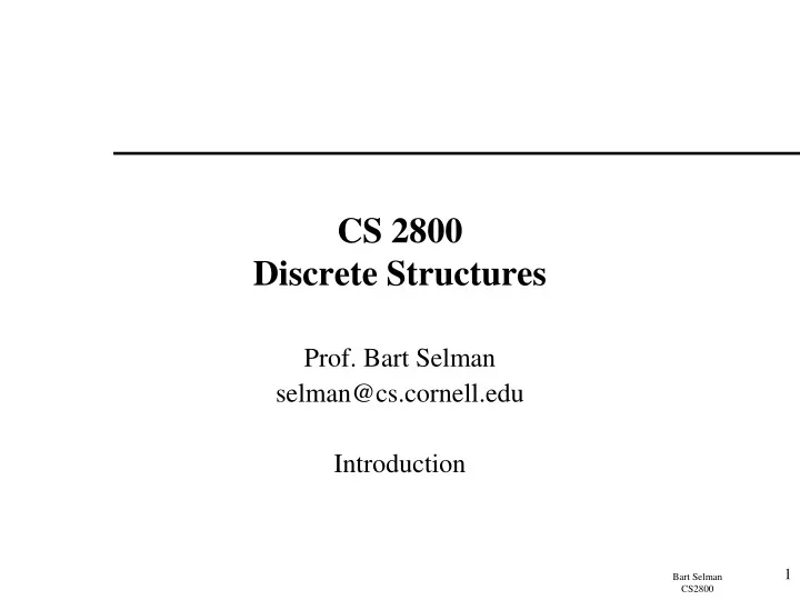 cs 2800 discrete structures
