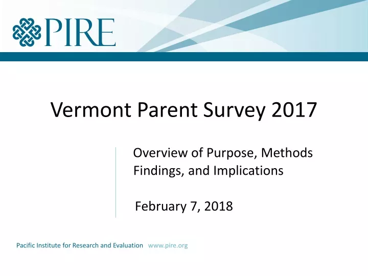 vermont parent survey 2017