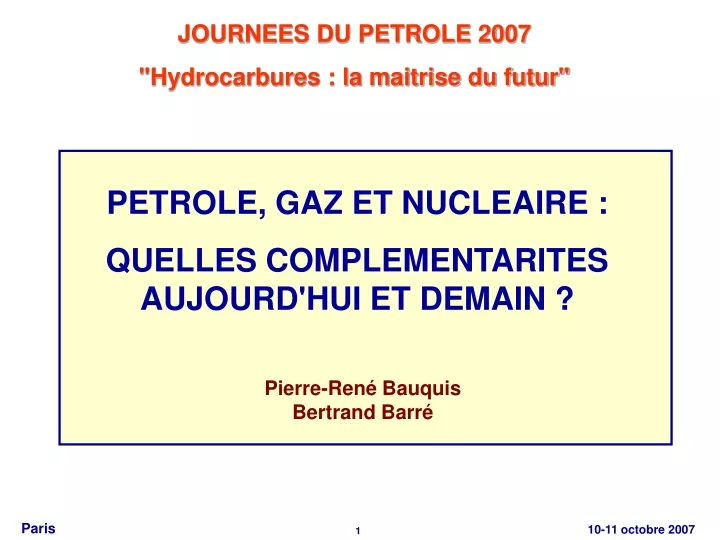 journees du petrole 2007 hydrocarbures