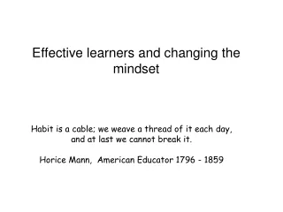 Effective learners and changing the mindset