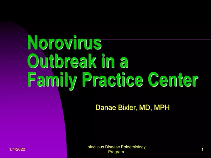 norovirus outbreak in a family practice center