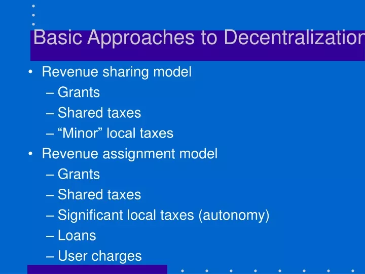 basic approaches to decentralization