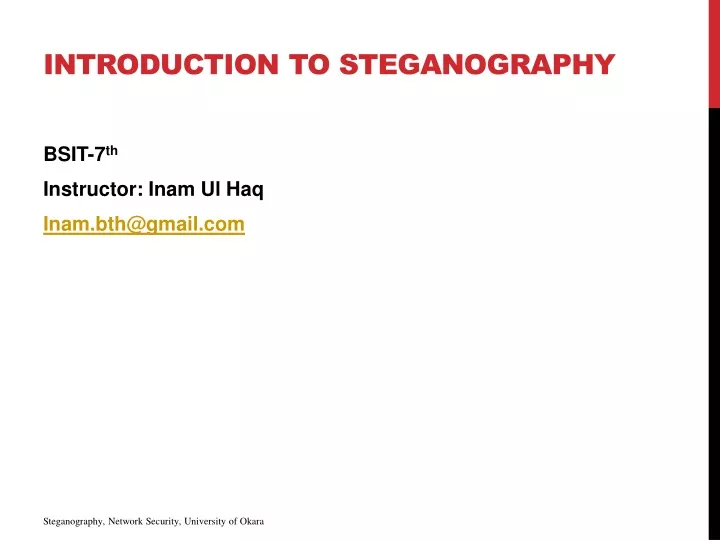 introduction to steganography