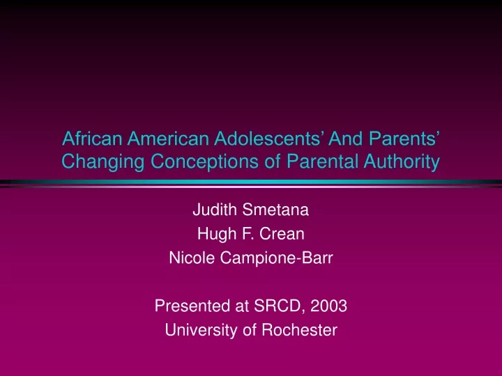 african american adolescents and parents changing conceptions of parental authority