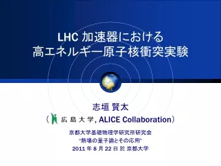 LHC  加速器における 高エネルギー原子核衝突実験