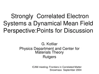Strongly  Correlated Electron Systems a Dynamical Mean Field Perspective:Points for Discussion