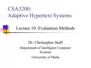 CSA3200: Adaptive Hypertext Systems