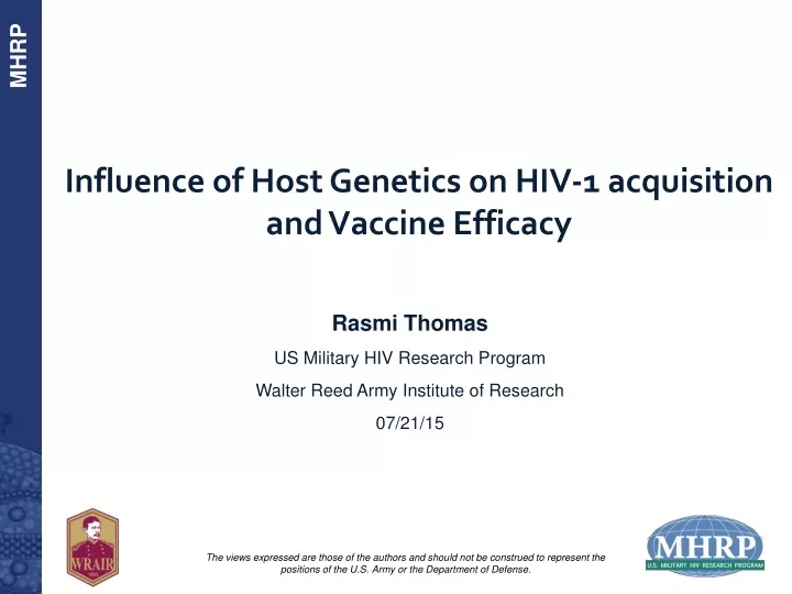 influence of host genetics on hiv 1 acquisition and vaccine efficacy