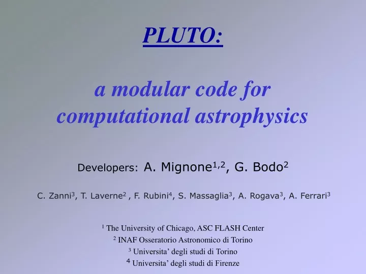 pluto a modular code for computational astrophysics
