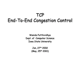 TCP End-To-End Congestion Control