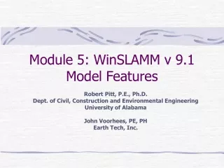 Module 5: WinSLAMM v 9.1 Model Features