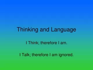 Thinking and Language