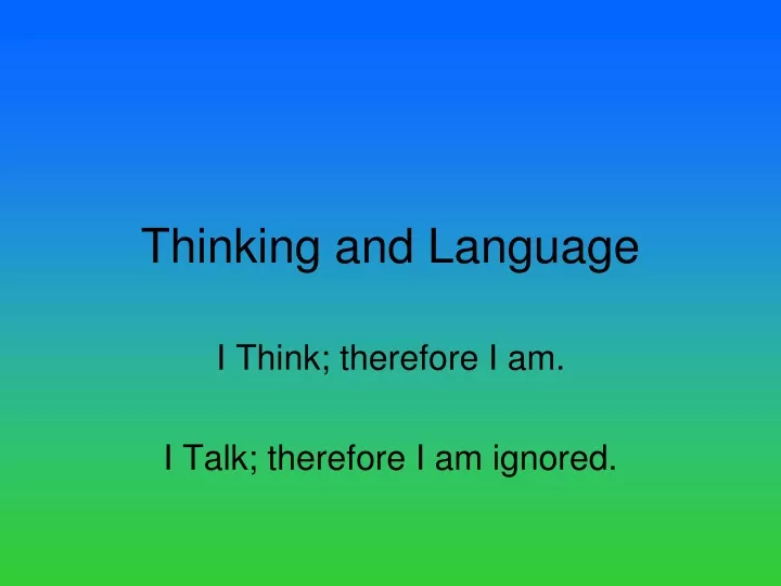 thinking and language