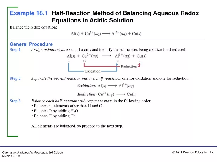 example 18 1 half reaction method of balancing