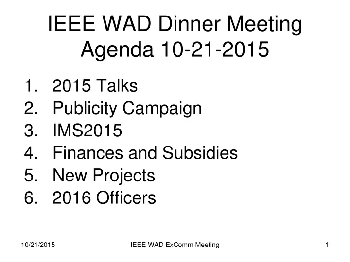 ieee wad dinner meeting agenda 10 21 2015