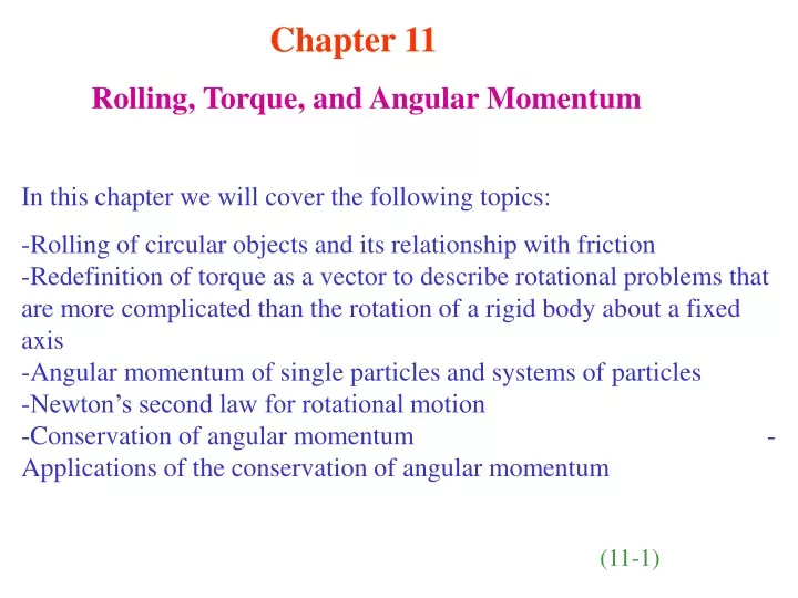 chapter 11 rolling torque and angular momentum