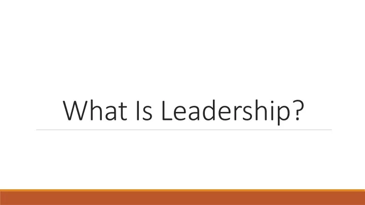 what is leadership