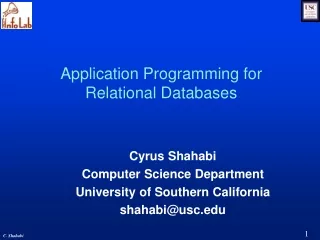 Application Programming for Relational Databases