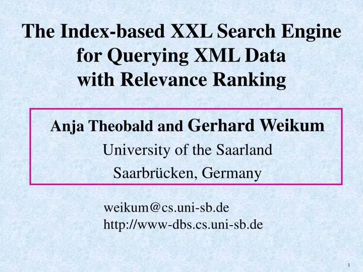 the index based xxl search engine for querying xml data with relevance ranking