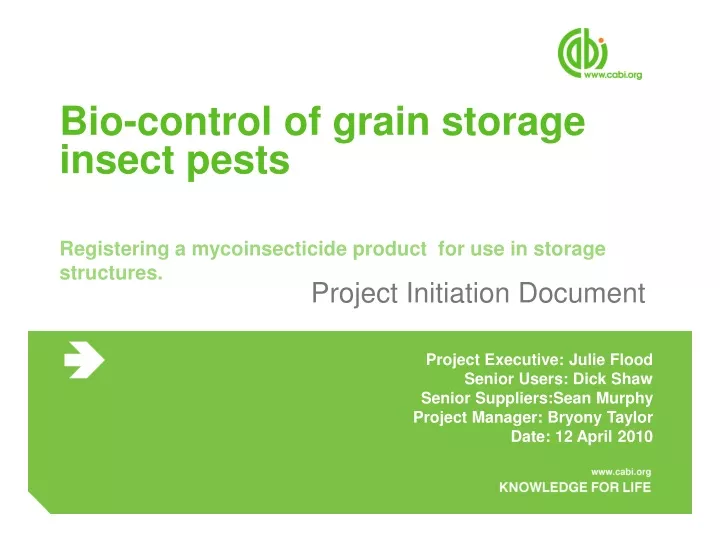 bio control of grain storage insect pests
