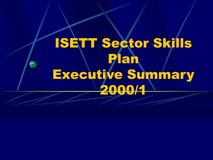 isett sector skills plan executive summary 2000 1