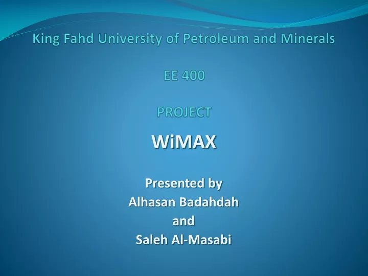 king fahd university of petroleum and minerals ee 400 project