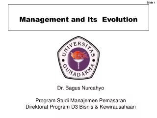 Dr. Bagus Nurcahyo Program Studi Manajemen Pemasaran Direktorat Program D3 Bisnis &amp; Kewirausahaan