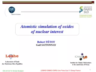 Atomistic simulation of oxides  of nuclear interest