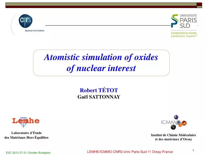 atomistic simulation of oxides of nuclear interest