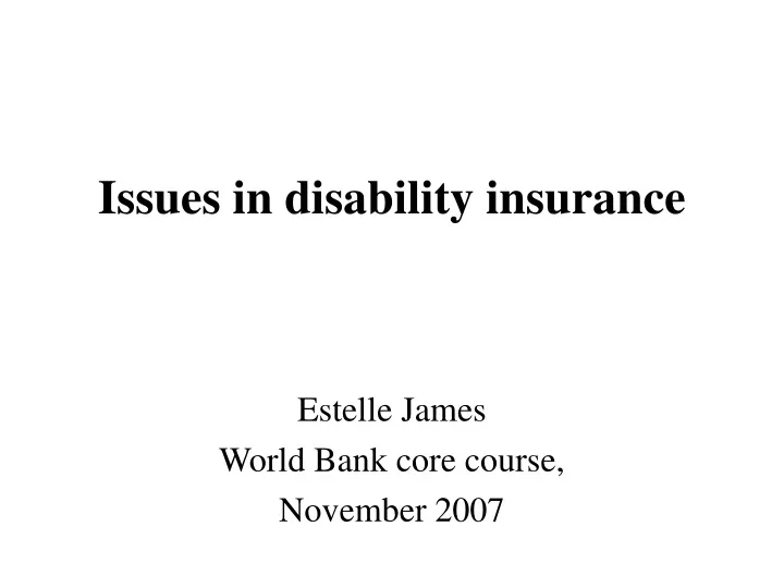 issues in disability insurance